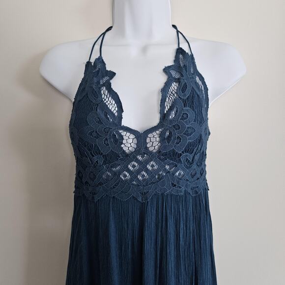 Free People FP One Dress Womens Small Adella Blue Maxi Lace Boho Festival Hippie - Picture 6 of 9